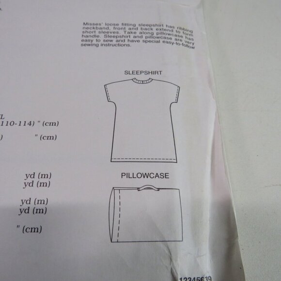 Kwik Sew 2324 sewing pattern sleepshirt, pillowcase EASY UNCUT night - Picture 3 of 5